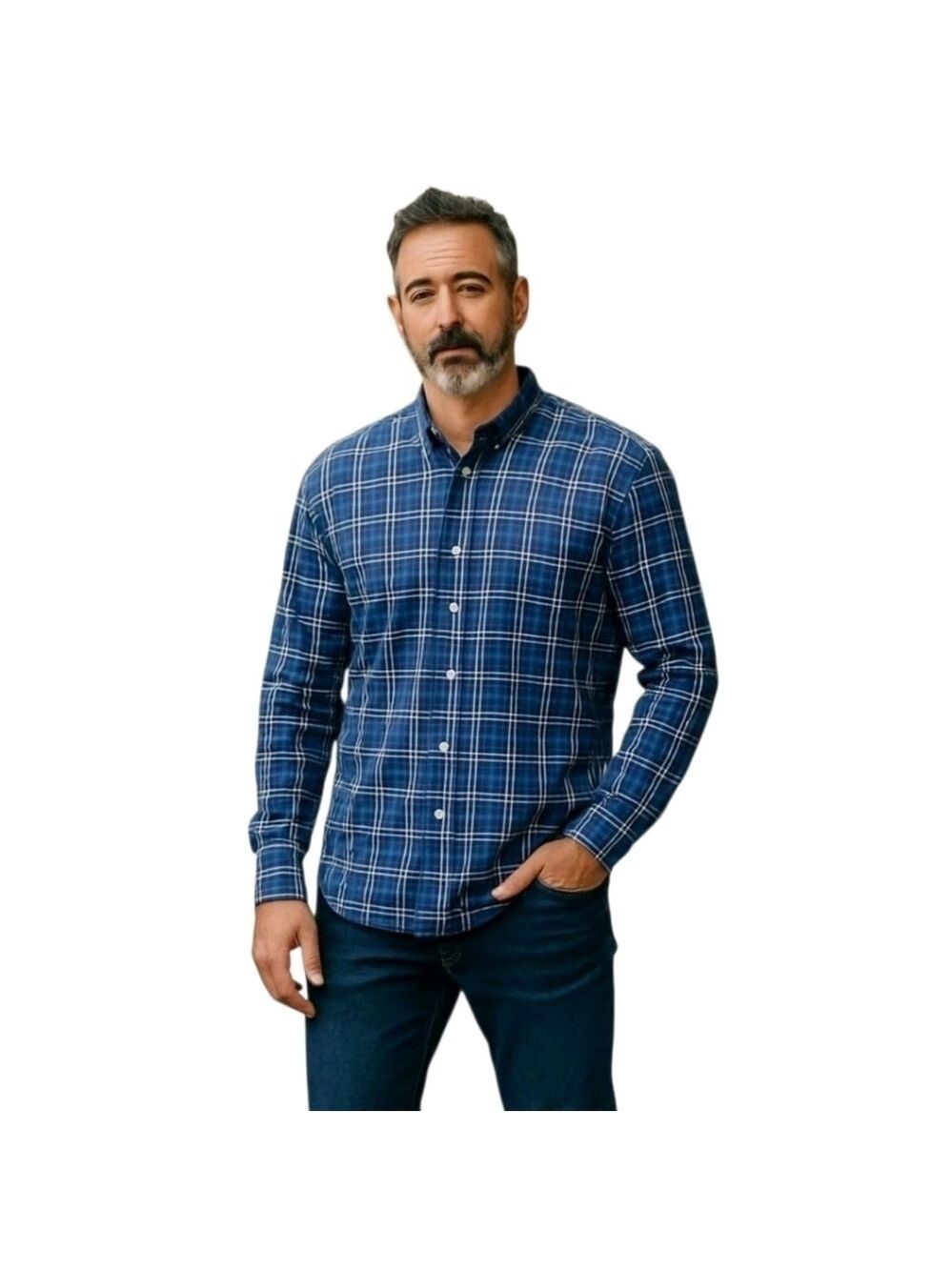 𝅺timberland Blue Black Plaid Regular Fit Long Sleeve Button Down Shirt Size XL
